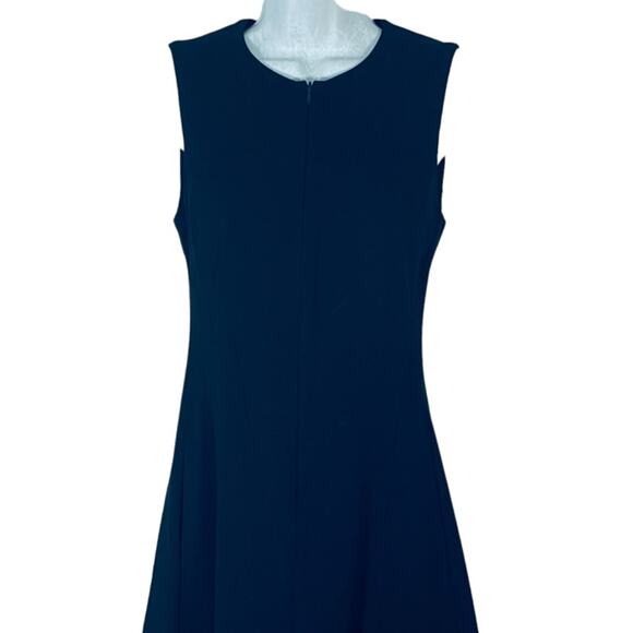 Cos Flared Midi Minimalist Fit & Flare Dress in Black Sz 2 Sleeveless w Pockets - Picture 3 of 9